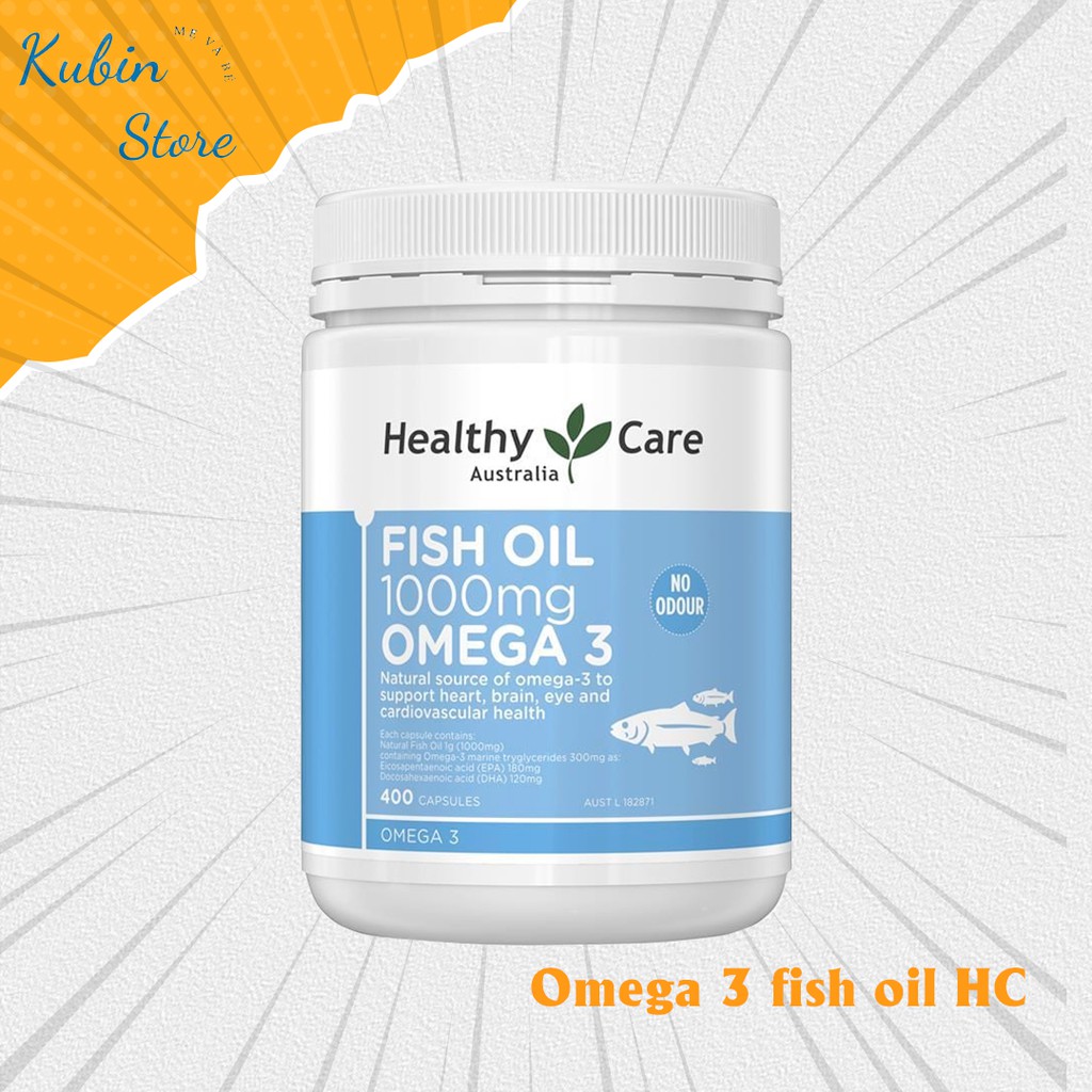 [Tem CHEMIST] Viên uống Dầu cá tự nhiên Fish Oil Healthy Care Omega-3 1000mg 400 viên của Úc