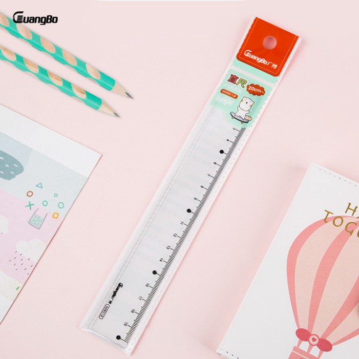 Thước kẻ 15cm/20cm trong suốt có răng cưa GuangBo H05012/ H05013