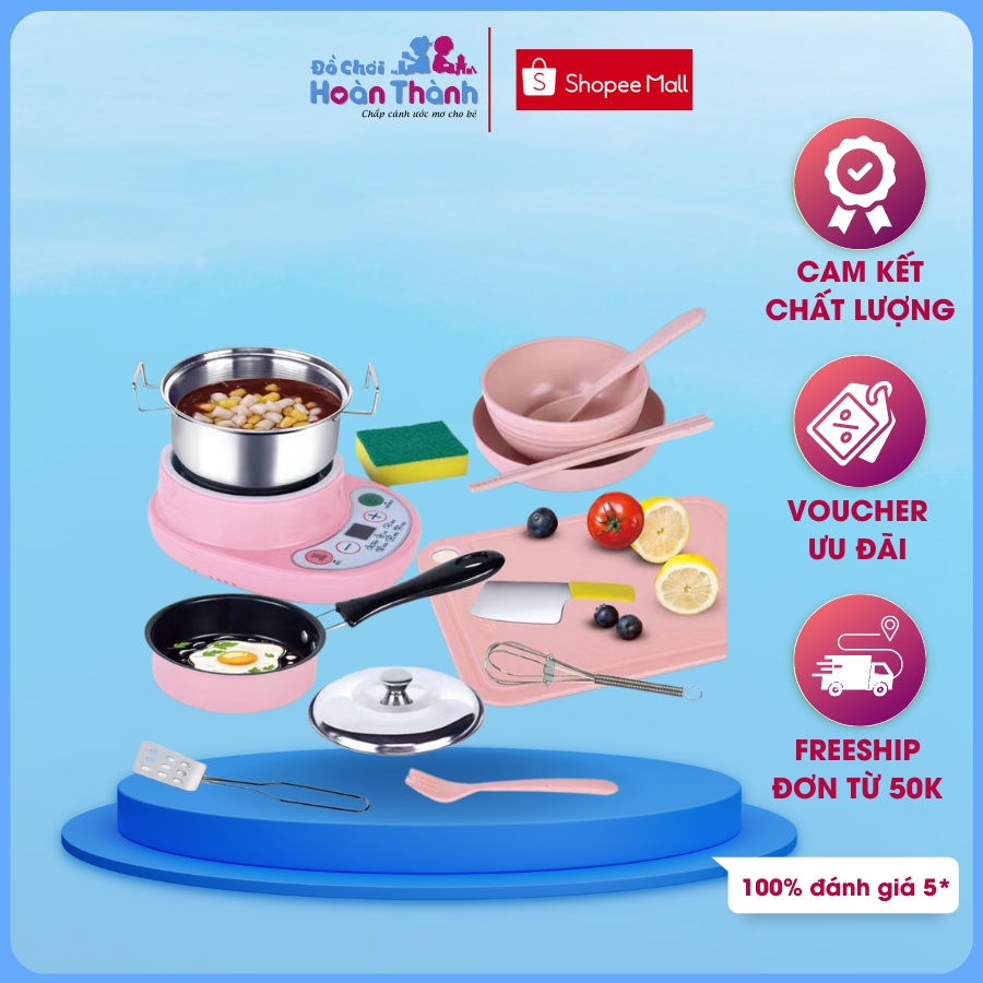 Bộ đồ chơi, đồ dùng nhà bếp Hoàn Thành thu nhỏ nấu ăn thật phiên bản mới cho bé từ 5 - 10 tuổi