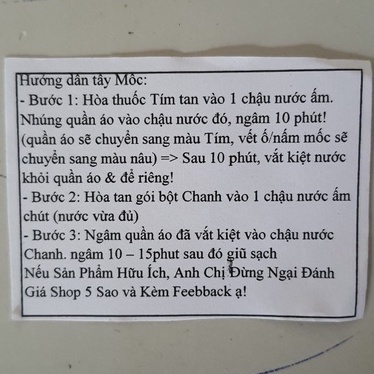 Tẩy Mốc Thâm Kim Quần Áo, Bột Chanh Tẩy Trắng Không Hại Da Tay