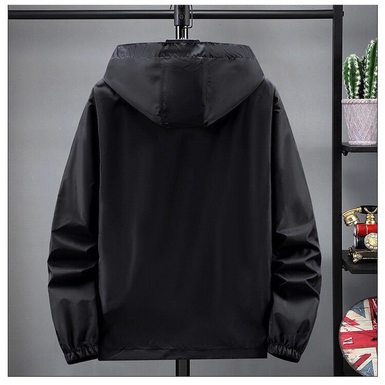 Áo Khoác Dù Đen Basic Chống Nước.