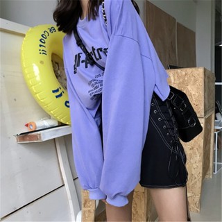 Áo Thun Nữ Tay Dài Dáng Rộng Có In Chữ Phong Cách Hàn Quốc 86056