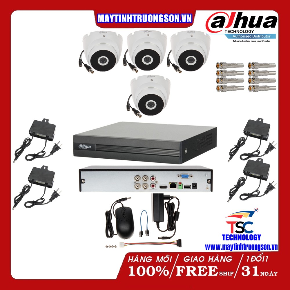 Combo Camera TSCD44D DAHUA 4 Mắt Cam 2M Dahua DSS | Kèm Ổ Cứng Lưu Trữ 2Tb/ 2000Gb