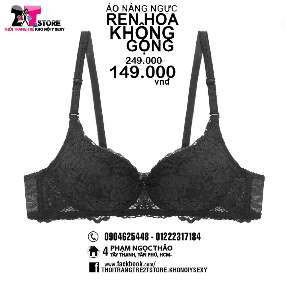 Áo Nâng Ngực Cotton Không Gọng Phối Ren (Đen)
