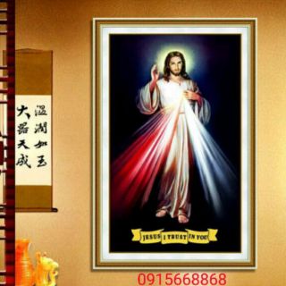 Tranh đính đá kín đức chúa giê su kt 60*95 cm tuyệt đẹp