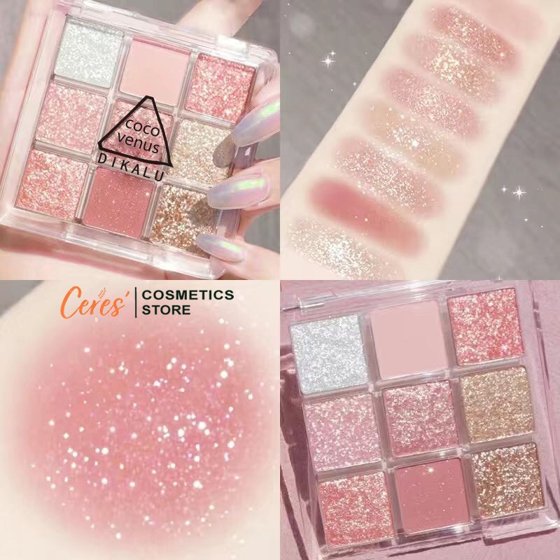 Phấn Mắt Dikalu 💕𝑭𝒓𝒆𝒆𝒔𝒉𝒊𝒑💕 Bảng Mắt Nhũ Coco Venus 9 Ô Vuông Màu Nhũ | BigBuy360 - bigbuy360.vn