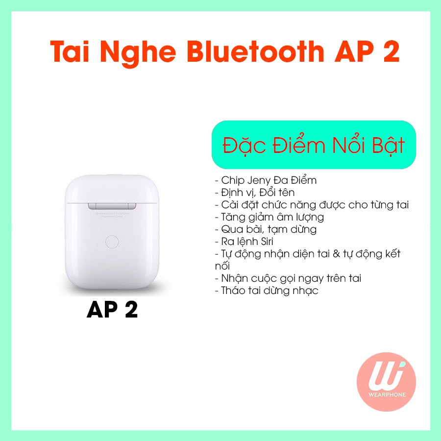 [Mã ELMS5 giảm 7% đơn 300K] Tai Nghe Không Dây Bluetooth Bản Cao Cấp Có Định Vị Đổi Tên Sạc Không Dây True Wireless AP2