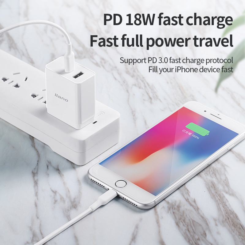 Củ sạc LLANO 2pin Pd3.0+Qc3.0 Eu cổng Usb 3.0 (18W) hỗ trợ sạc nhanh dành cho Huawei Fpc