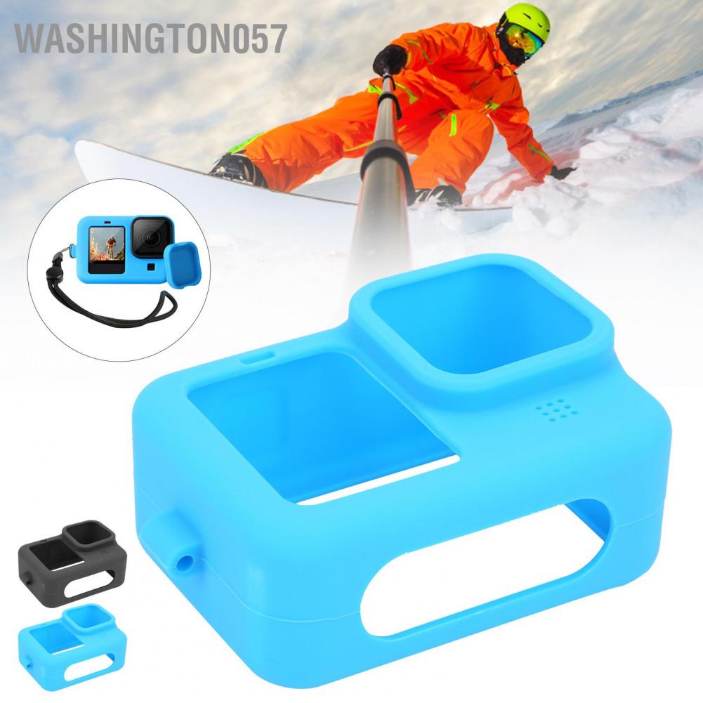 Washington057 Soft Silicone Protective Case Cover Safety Wrist Lanyard with Camera Lens Cap for GoPro 9