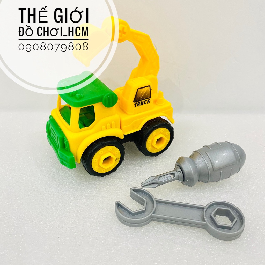 [BỔ ÍCH] Đồ chơi mô hình xe công trình DIY vặn ốc dành cho bé thích khám phá xe rơ móc, xe xúc, xe bồn, xe ben 168-02