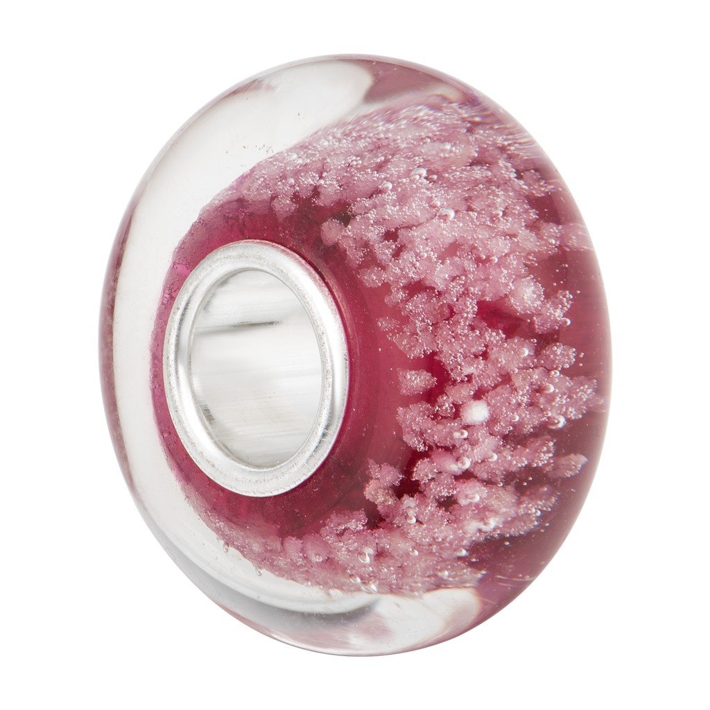 Hạt charm xỏ DIY PNJSilver hình dẹt tròn màu hồng 0000K060201