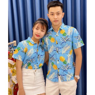 Áo Sơ Mi Nam Nữ Vải Kate Thoáng Mát Dành Cho Mùa Hè (màu xanh)