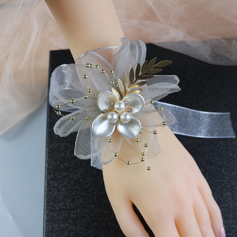 [Aishang Beautiful] Vòng Tay Hoa Vải Lưới Đính Hạt Ngọc Trai Hình Xương Cánh Bướm Phong Cách Mori Hàn Quốc Cho Phù Dâu Đám Cưới Cô Dâu Phù Dâu