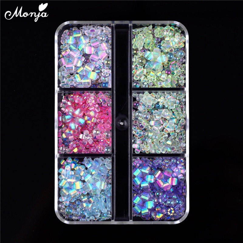 Cham hoa nhí đính móng khay 6 ngăn siêu đẹp mix màu