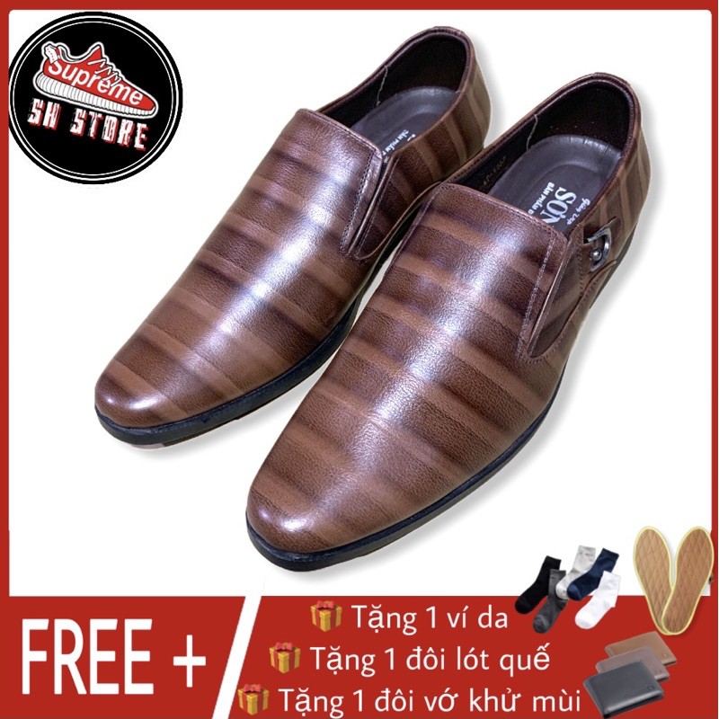GIẦY TÂY NAM CÔNG SỞ DA BÒ 100% VÂN SỌC SƠN HÀ