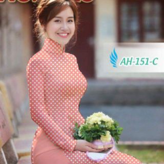 Vải áo dài chấm bi 3d.