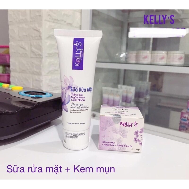 ComBo Kem mụn và sữa rửa mặt sạch mụn Kelly’s