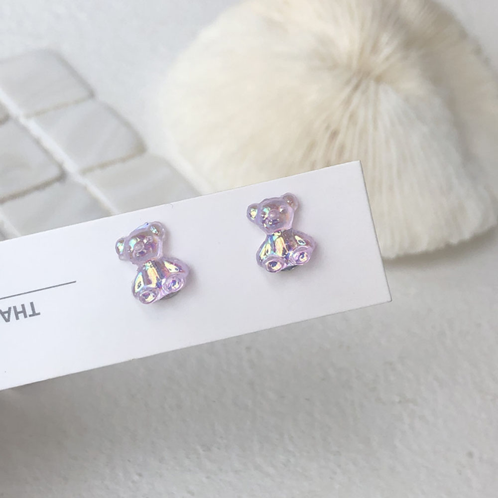 Khuyên tai nhựa resin hình gấu nhiều màu sắc xinh xắn