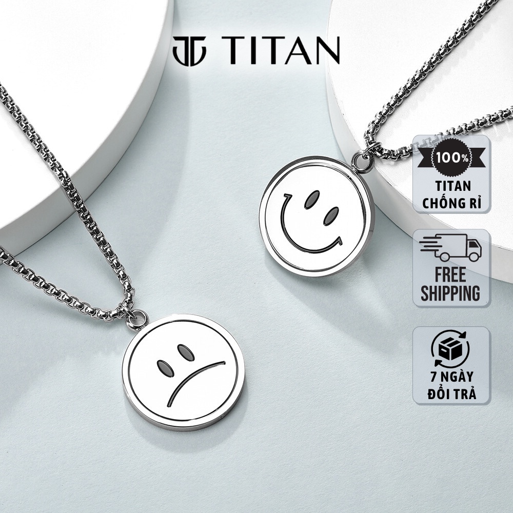 Dây chuyền nam nữ 2 mặt xoay cười và buồn, vòng cổ smile sad thời trang unisex màu bạc, phụ kiện dây chuyền Titan Shop
