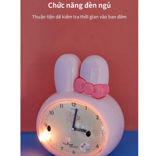 [LIFEMC02BPABAU -10% đơn 250K] Đồng hồ báo thức thỏ hoạt hình Deli - Trắng/ Xanh/ Hồng - 8803