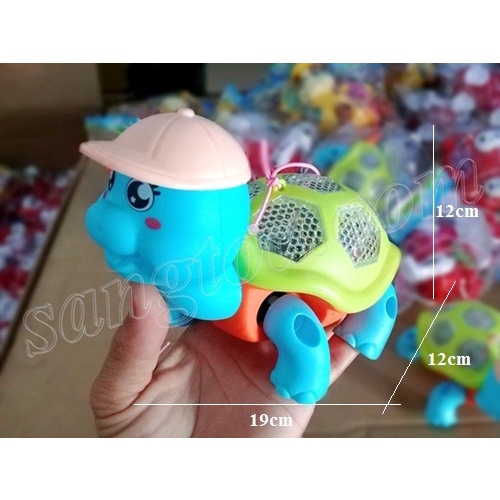 Đồ Chơi Con Rùa Đội Mũ Phát Sáng Đi Bộ Có Dây Tặng Kèm
