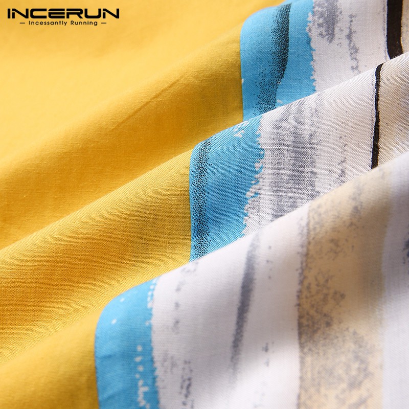 Áo Sơ Mi INCERUN Bằng Cotton Ngắn Tay Kẻ Sọc Thời Trang Cho Nam | BigBuy360 - bigbuy360.vn