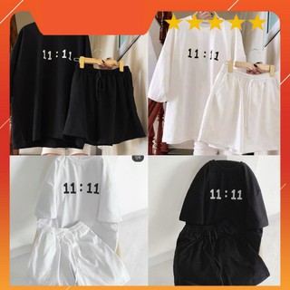 Bộ đùi thể thao in số 11 : 11,bộ áo thun quần đùi đẹp 2 màu trắng/đen form rộng Xưởng Sỉ Nguyễn Hoa