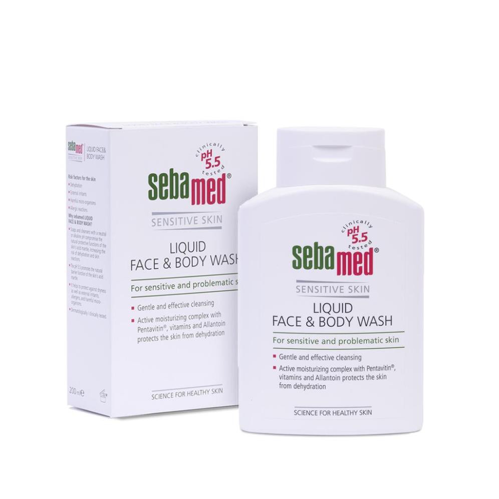 Sebamed Sữa Rửa Mặt Và Tắm Toàn Thân Cho Da Nhạy Cảm Liquid Face & Body Wash pH5.5 50ml & 200ml