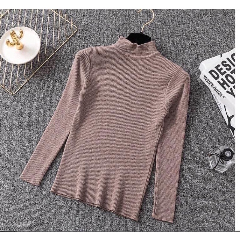 Áo len tăm nữ dài tay cổ cao 3p dáng ôm đủ màu sắc basic dễ mặc, chất len mềm mịn phối đồ dễ, thời trang