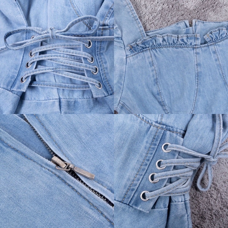 [Hàng Cao Cấp] Váy Jean Nữ Xanh Dáng Xòe AIORI Váy Đầm Jean Bò Rin Nữ Siết Dây Eo Phong Cách Hàn Quốc_K126/Fre