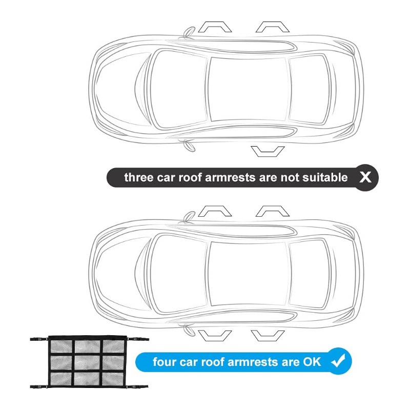 Túi Lưới Đựng Đồ Dùng Gắn Trần Xe Hơi Tùy Chỉnh Tiện Dụng