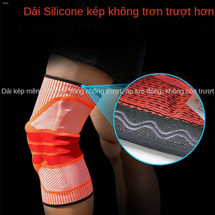 ☏✾✙Thể thao chuyên nghiệp dành cho nữ Tấm đệm đầu gối bằng silicone có thở được Nén lò xo bảo vệ che chân Bóng đá Thiết