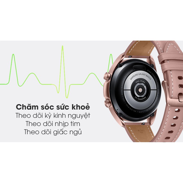 Đồng hồ Samsung Galaxy Watch 3 41mm viền thép hồng dây da