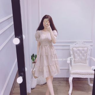 Váy tơ xước cúc ngọc