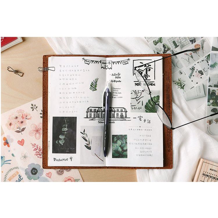 Bộ 3 tấm sticker nhãn dán lá cây