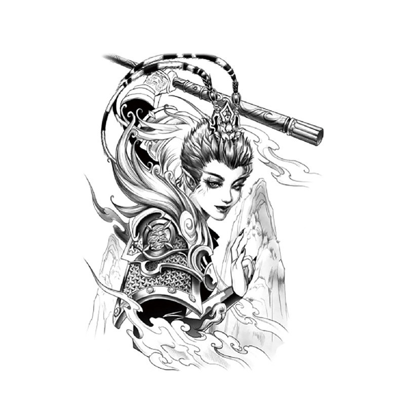 Hình Xăm Dán Tạm Thời Geisha Phong Cách Nhật Bản Trang Trí Cho Cơ Thể
