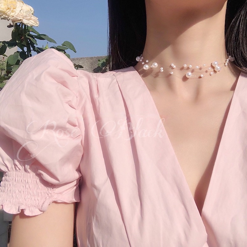 ( có Big size )vòng cổ Choker hạt dây trong suốt cực xinh mã J99104