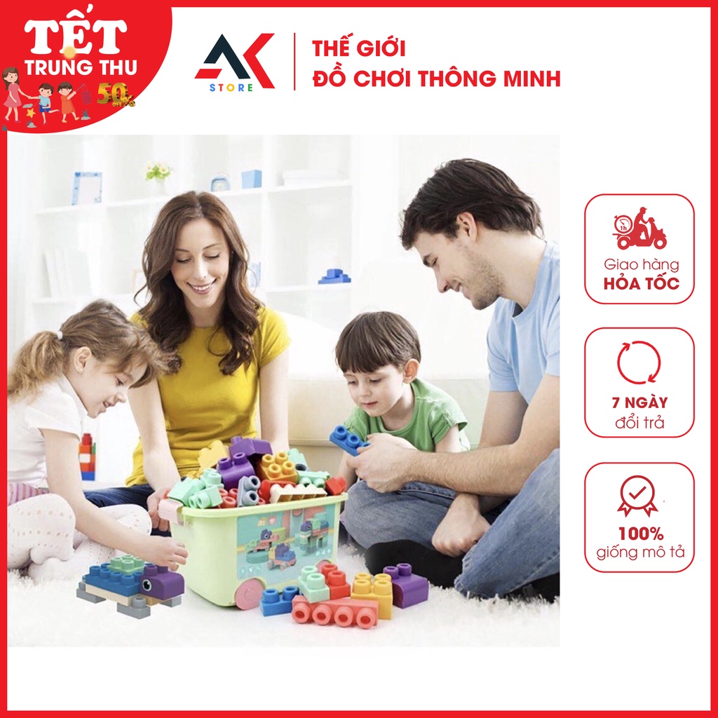 Đồ Chơi Lắp Ghép Lego Nhựa Dẻo 80 Chi Tiết Cho Bé ( Từ 1-3 tuổi)