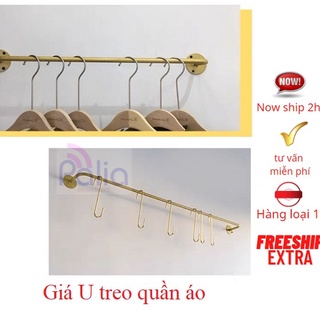 Giá Treo Quần Áo Chữ U Sơn Nhũ Vàng Cao Cấp Dài 1m - 1m2- 1m5; Giàn Treo Tiện Lợi- Tiết Kiệm Không Gian
