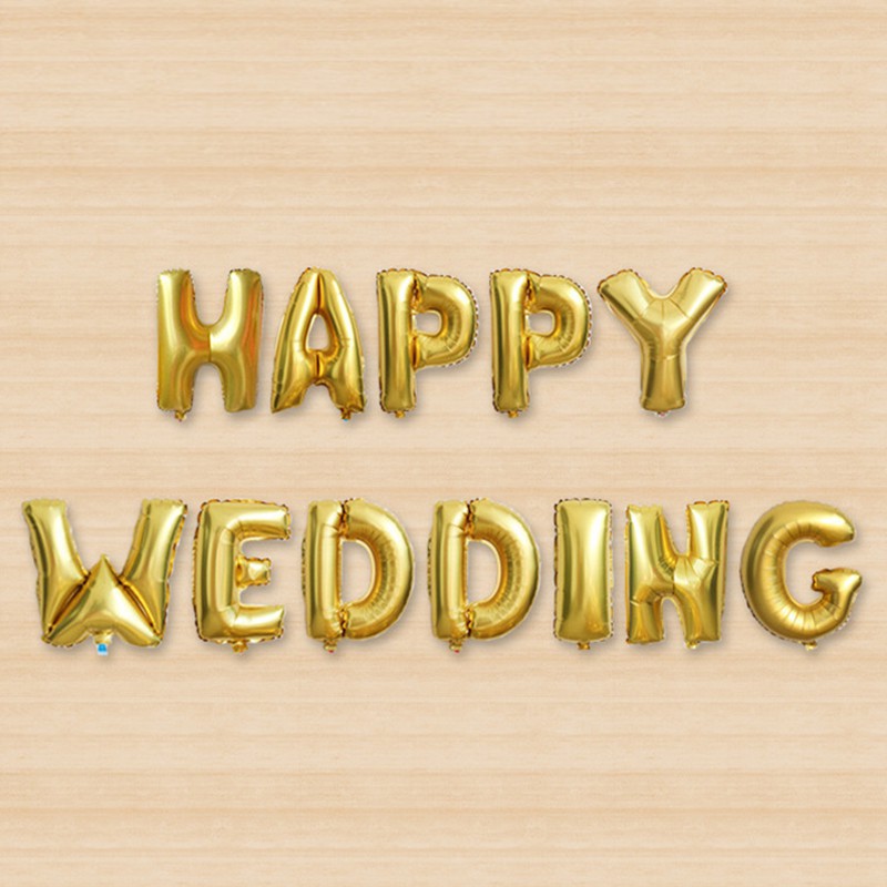 Bộ chữ happy wedding bong bóng trang trí phòng cưới, tân hôn #TrangTriSinhNhat