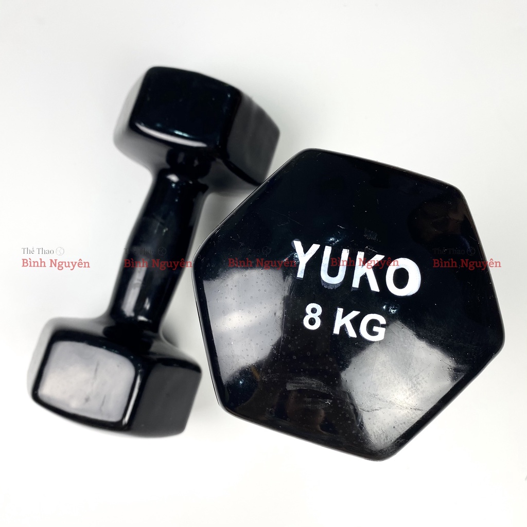 Tạ tay 8kg 10kg Yuko lõi gang đặc bọc cao su bền bỉ nhỏ gọn tập gym thể hình chống trơn trượt, xước vỡ sàn