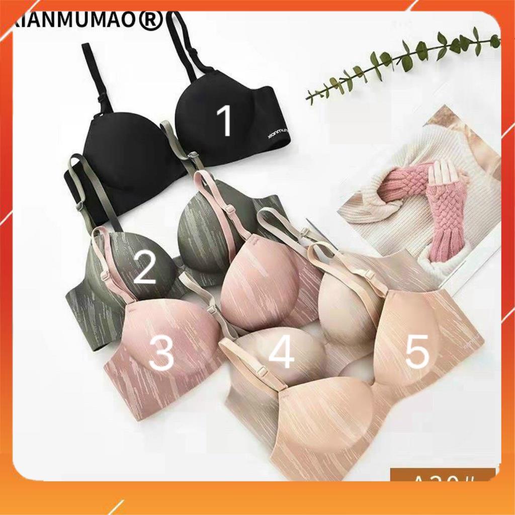 Áo lót nữ su đúc không gọng nâng ngực cup chéo đệm mút bàn tay vân xước họa tiết lông ngỗng A5070