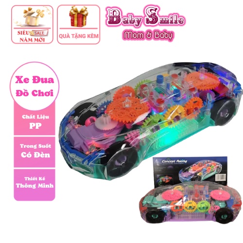 Xe đua đồ chơi có đèn nhiều màu cho bé,xe hơi đồ chơi xoay 360 trong suốt,nhạc cho bé