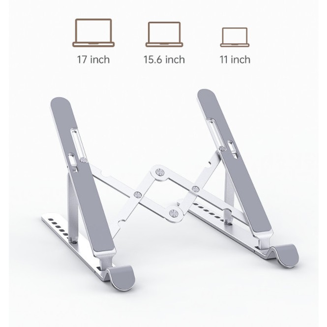 Đế Tản Nhiệt Laptop Nhôm Gấp Gọn 17 inch, 15.6 inch, 14 inch Cao Cấp Để Bàn Có Thể Điều Chỉnh Độ Cao Độ D103 Full