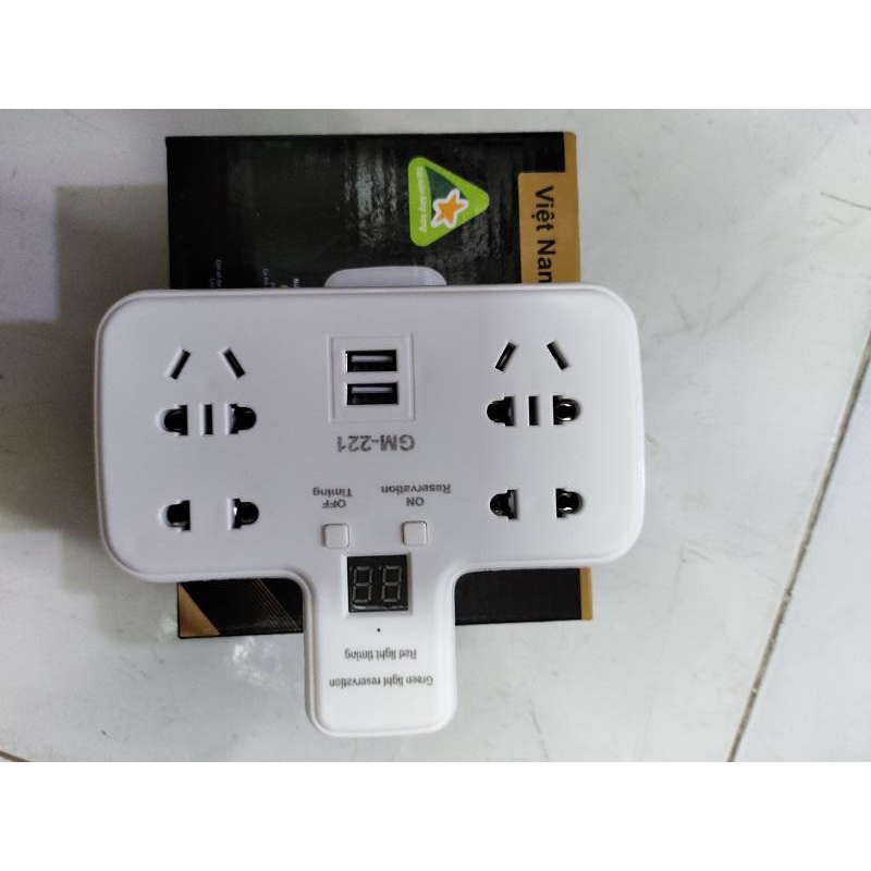 Ổ Cắm Điện Hẹn Giờ Đa Năng Thông Minh GM-221 Có 2 Cổng USB