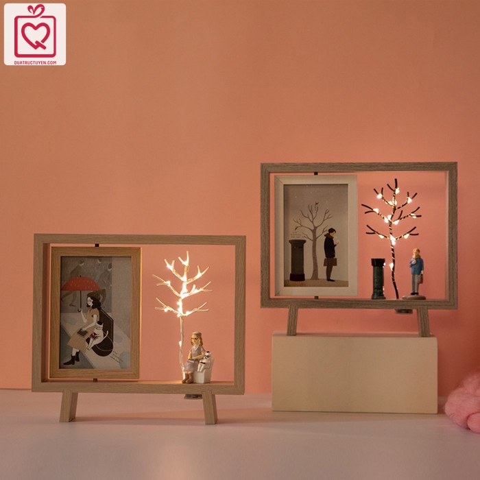Khung ảnh 2 trong 1 gồm cây đèn led để bàn hình cô gái/ chàng trai - Quà tặng valenine lãng mạn
