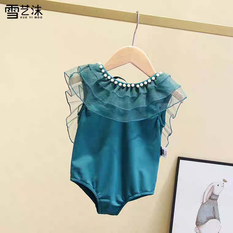 Bikini đồ bơi công chúa viền ren đính ngọc cực xinh cho bé gái