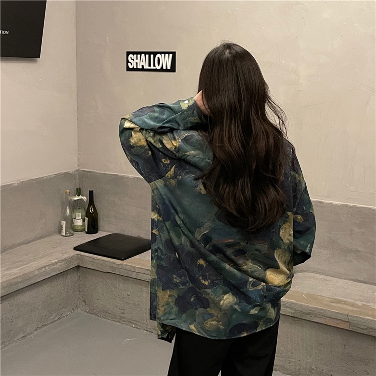 Áo Kiểu Tay Dài Dáng Rộng In Họa Tiết Phong Cách Cổ Điển Thời Trang Mùa Thu Xinh Xắn Cho Nữ