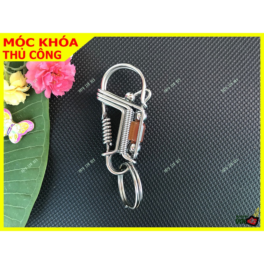 Móc khóa que hàn gắn hoa văn - Chất liệu Inox 308 sáng bóng làm thủ công