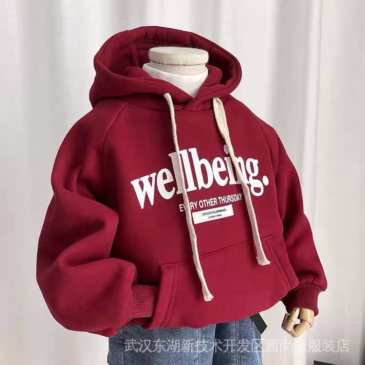 Áo Hoodie Dài Tay Lót Lông Cừu Giữ Ấm In Họa Tiết Thời Trang Thu Đông Cho Bé Trai Và Gái
